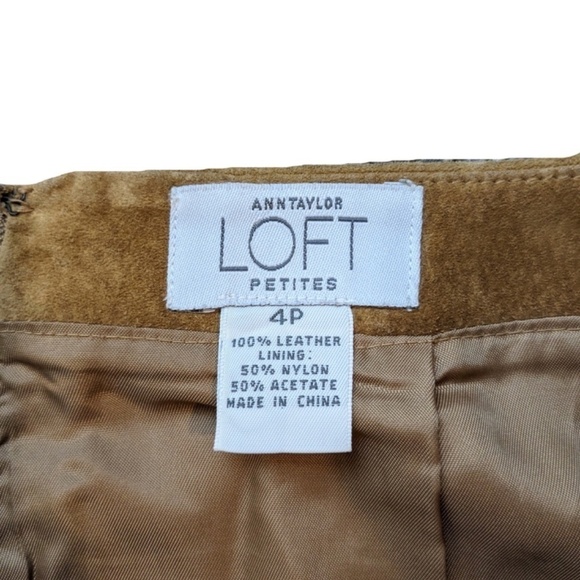 Ann Taylor Loft Camel Brown Suede Skirt Size 4P - Picture 3 of 5